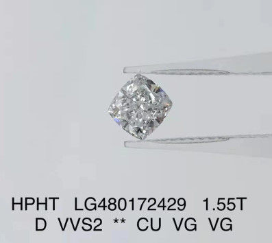 1.55 Ct D VVS2 VG Laboratoire Diamant cultivé Bijoux HPHT Carré Coussin coupé Diamant