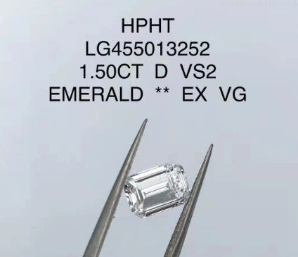 Émeraude 1,5 Ct Diamant cultivé en laboratoire bijoux D VS2 VG HPHT Diamant