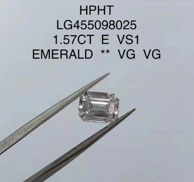 Émeraude coupée au laboratoire Diamant cultivé bijoux 1,57 Ct E VS1 VG HPHT Diamant