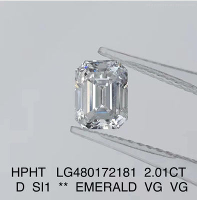 2.01 Ct HPHT Laboratoire créé Émeraude coupé Diamant Couleur D Clarté Si1