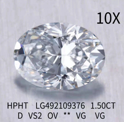 1.5 carats Ovale de laboratoire Diamant élevé HPHT EX coupé D VS2 Diamant