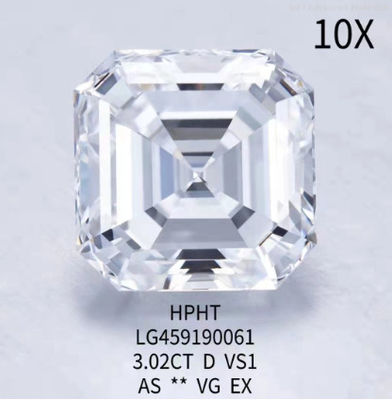 3.02 Ct D VS1 EX Diamant cultivé en laboratoire bijoux HPHT Carré Émeraude Diamant coupé